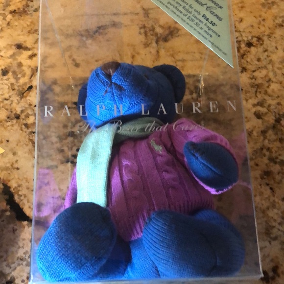 COPY - Ralph Lauren 2004 Blue Bear with Blue Sweater & Teal Scarf Non-Smoking H… - Picture 3 of 4